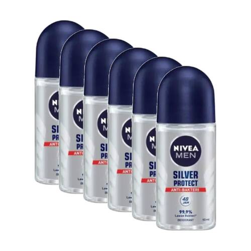 6PK Nivea Men's Antiperspirant Roll On Deodorant Silver Protect 50ml