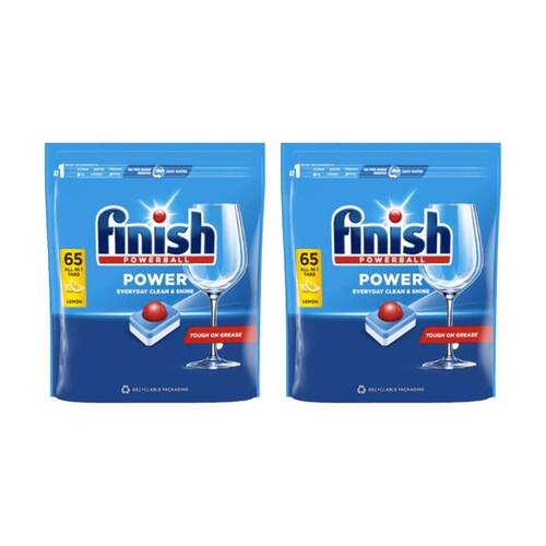 2x 65pc Finish All In 1 Powerball Dishwasher Cleaning Tablets Lemon