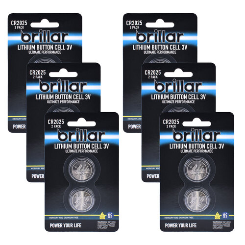 12pc Brillar Lithium Button Cell Batteries - Cr2025