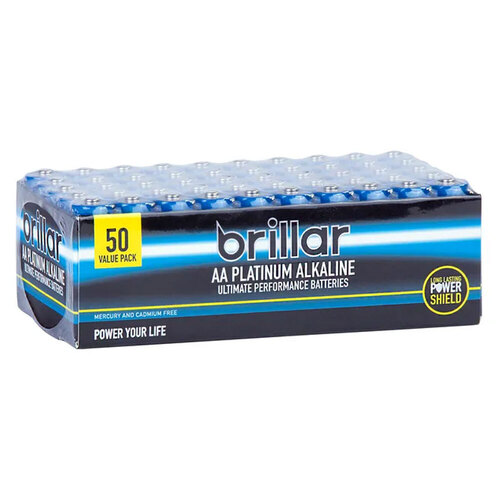 50PK Brillar Premium Alkaline AA Batteries