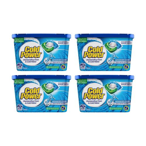 4x 26pc Cold Power Laundry Triple Pods Washing Cleaning Detergent