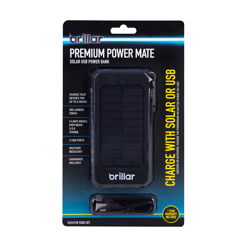 Brillar Premium Power Mate Solar USB 8000mAh Powerbank