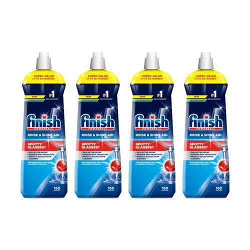 4PK Finish Rinse & Shine Glasses Cleaning Aid Regular Up To 160 Washes 800ml