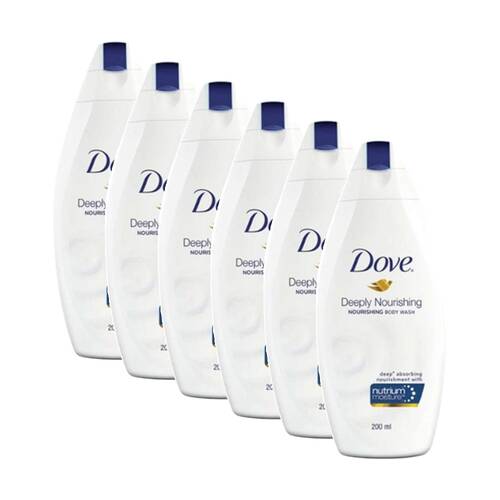 6PK Dove Hydrating Nourishing Body Wash Lotion Moisturising 200ml