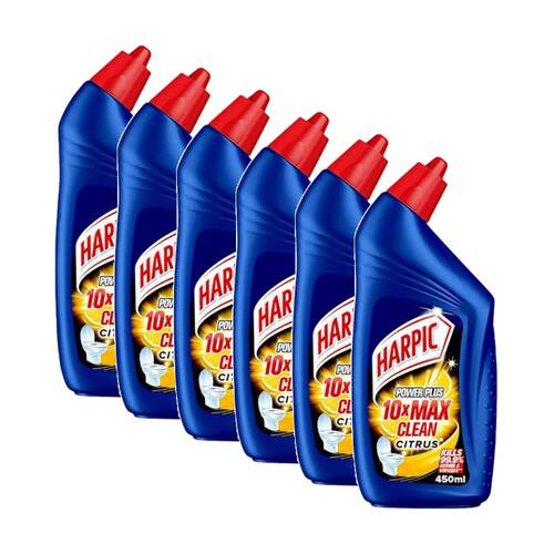 6PK Harpic Liquid Toilet Bowl Disinfectant Cleaner Power Plus 450ml