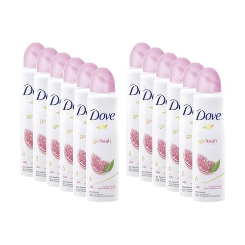 12PK Dove Antiperspirant Deodorant Body Spray Pomengranate 150ml