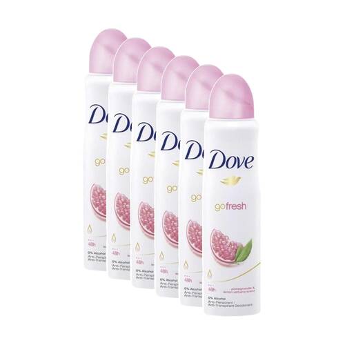 6PK Dove Antiperspirant Deodorant Body Spray Pomengranate 150ml