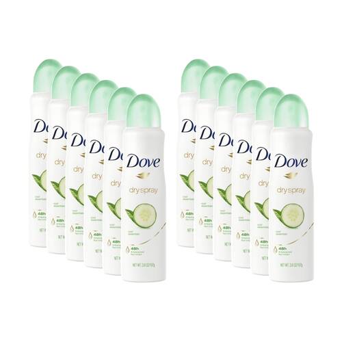 12PK Dove Antiperspirant Deodorant Body Spray Green Tea 150ml