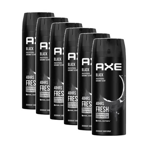 6PK Axe Black Fragrance Deodorant Body Spray 48Hr Protection 150ml