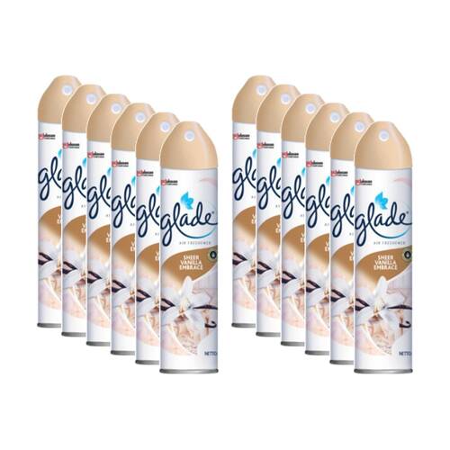 12PK Glade Fresh Air Freshener Scented Spray Miist Sheer Vanilla Embrace 225ml