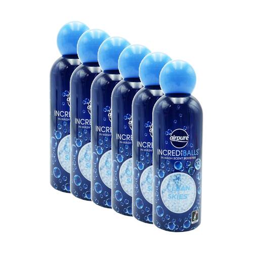 6PK Airpure Incrediballs In Wash Scent Booster Laundry Dyer Balls Clean Skies