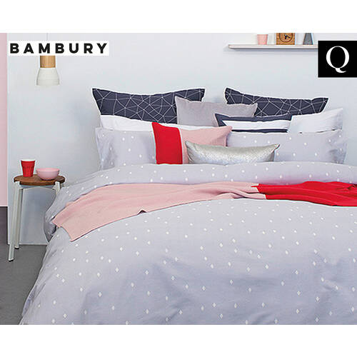 Bambury Aster Queen Bed Quilt Cover Set - Grey