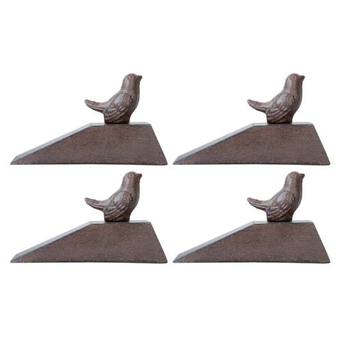 4PK Esschert Design Door Wedge Bird Home Decor Stopper 15.2cm Brown