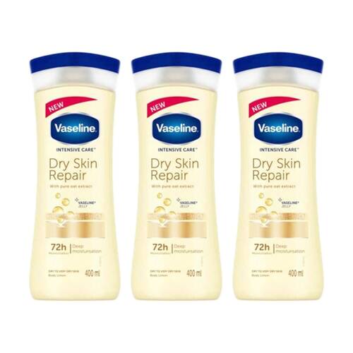 3PK Vaseline Moisturising Lotion Skin Care Dry Repair 48Hr Moisturisation 400ml