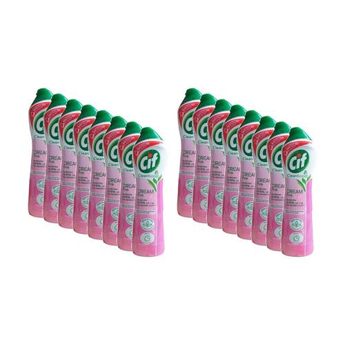 16PK Cif Cleanboost Cream Surface Cleaner Effective Dirt Removal 500ml Pink