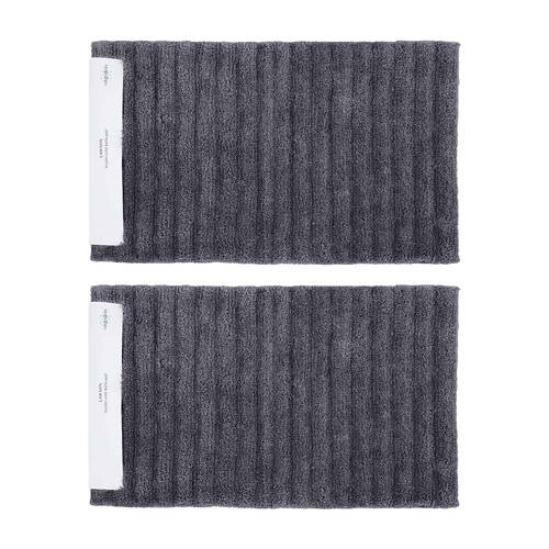 2PK Algodon Polyester Lawson Plush Bath Runner Non-Slip Soft Mat Ebony 50x100cm