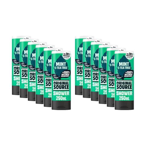 12PK Original Source Mint Teatree Vegan Shower Gel Body Wash 250ml
