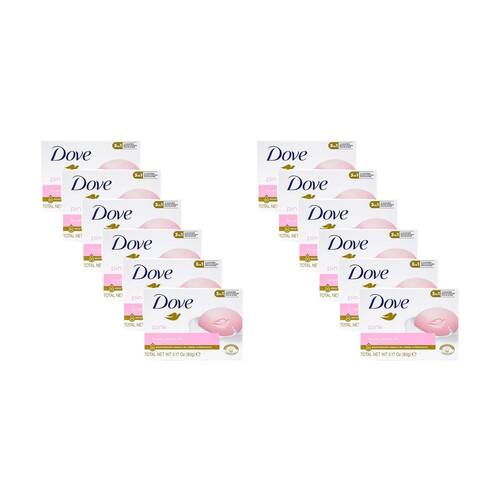 12PK Dove Moisturising 3-In-1 Skincare Soap Bar Pink 90gm