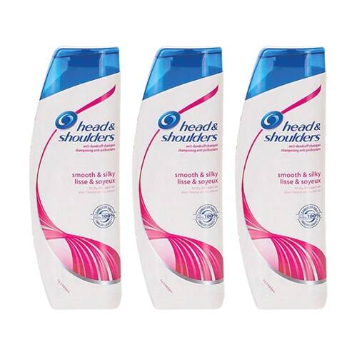 3PK Head & Shoulders Smooth Silk Anti Dandruff Shampoo Hair Care 400ml