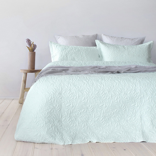 Bambury Queen/King Bed Botanica Coverlet Set Glacier Embossed Home