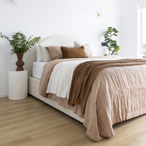 Bambury Queen/King Bed Linen Quilted Coverlet Tea Rose Woven Home