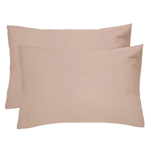 Bambury Home Living Decor Linen Pillowcase Pair Tea Rose Woven