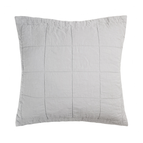Bambury Home Living Linen Quilted Euro Pillow Sham Silver Woven