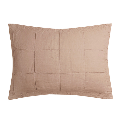 Bambury Home Living Linen Quilted Pillow Sham Tea Rose Woven 48cm x 73cm