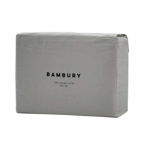 Bambury Size Double Bed Temple Organic Cotton Sheet Set Grey Home Bedding