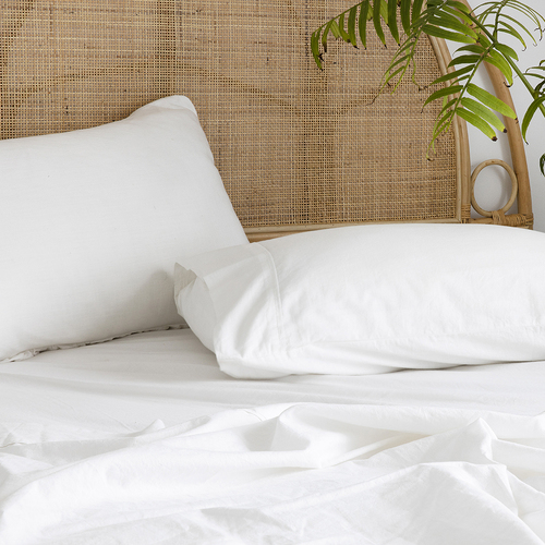 Bambury Size Single Bed Temple Organic Cotton Sheet Set Ivory Home Bedding