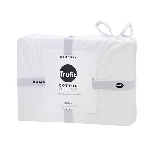 Bambury Split King Fitted Flat Sheet Set w/ 2xPillowcases Microfibre White