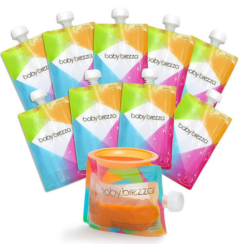 10pc Baby Breeza Reusable Leak-Proof Food Pouches W/ Double Zip 7oz