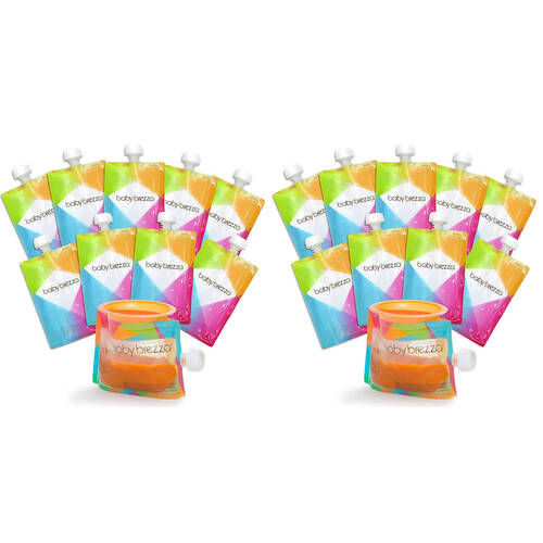 2x 10pc Baby Breeza Reusable Leak-Proof Food Pouches W/ Double Zip 7oz