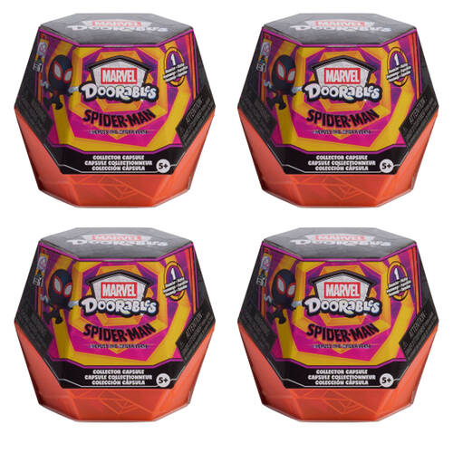 4PK Doorables Marvel Collectable Figures Spider-Verse Collector Capsule Display 5y+