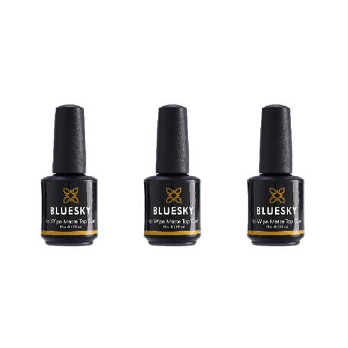 3PK Bluesky No Wipe Top Coat Matte Gel Nail Polish Manicure/Pedicure Lacquer 15ml