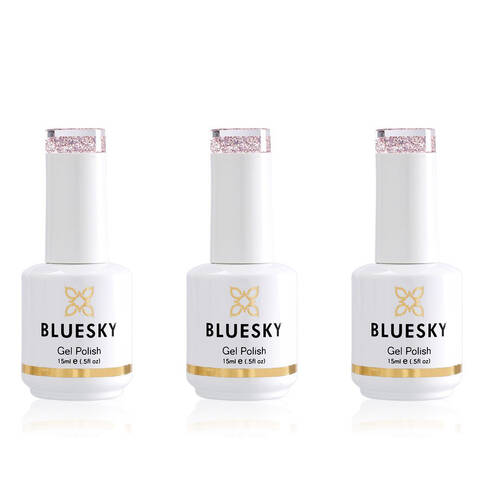 3PK Bluesky S06N Pink Gold Gel Nail Polish Manicure Colour UV LED Lacquer 15ml