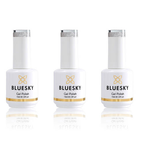 3PK Bluesky 80573 Silver Glitter Explosion Gel Nail Polish Manicure/Pedicure 15ml