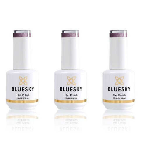 3PK Bluesky A078 Purple Sheen Gel Nail Polish Manicure Colour UV LED Lacquer 15ml