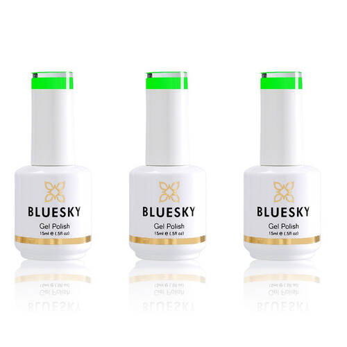 3PK Bluesky Neon2 Neon Lime Gel Nail Polish Manicure Colour UV LED Lacquer 15ml