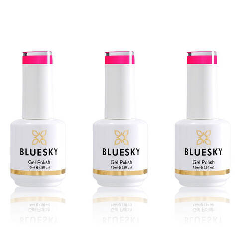3PK Bluesky Neon9 Party Pink Gel Nail Polish Manicure Colour UV LED Lacquer 15ml