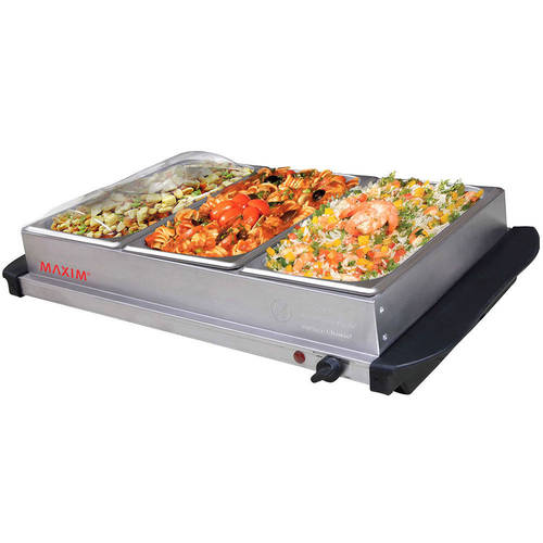 Maxim Buffet Server Food Warmer Stainless Steel W/ 3X 2L Tray/3 Heat Setting