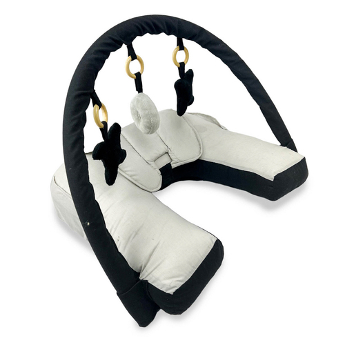 Babystudio Breast Feeding Cotton Pillow Toybar Black & Grey