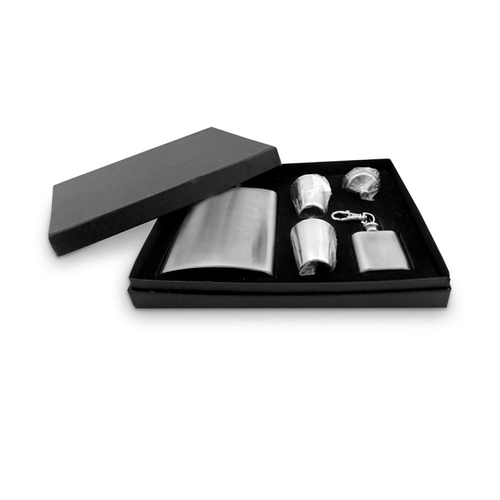 5pc Hip Drinking Stainless Steel Flask Spirits Drinking Set Plain 210ml