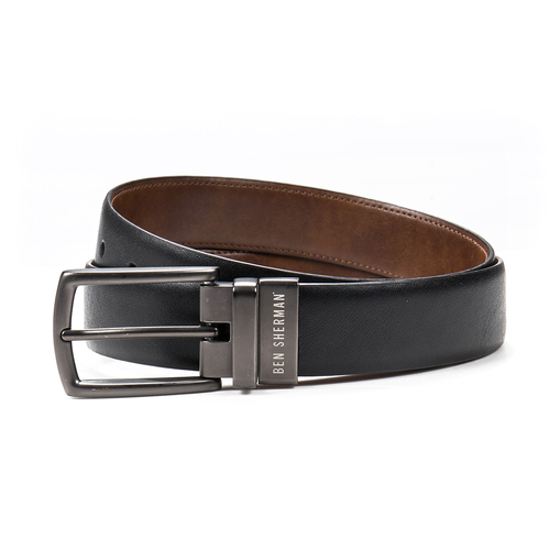 Ben Sherman Men's Reversible Pin Buckle Belt M/34-36" Black/Tan