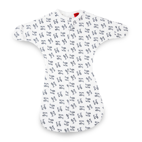 Baby Studio All-In-One Swaddlebag BCI Cotton 1.0 Tog Hugs = Love Size 3-9m