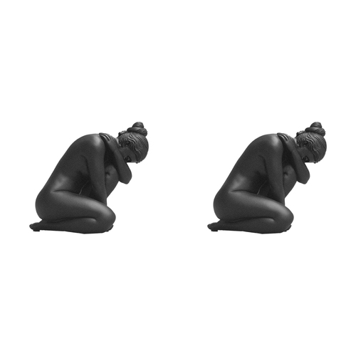 2PK White Moose Resin Body Sculpture Georgie Home Decor - Black
