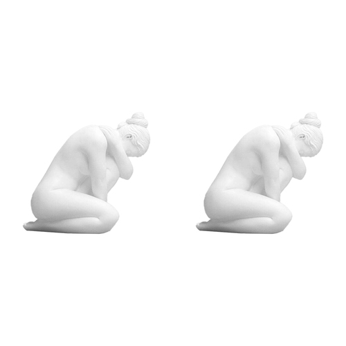 2PK White Moose Resin Body Sculpture Georgie Home Decor - White