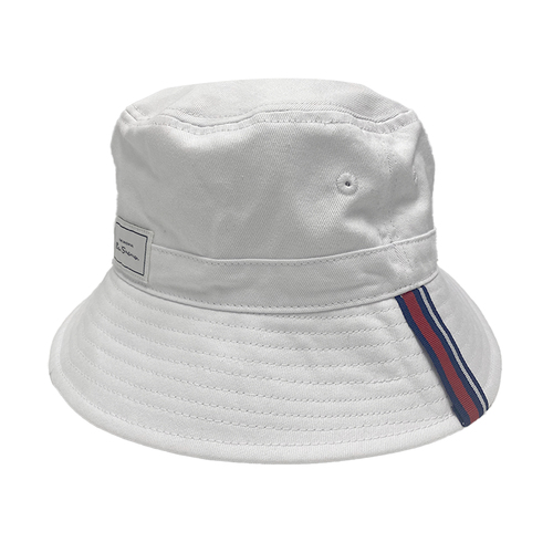 Ben Sherman Men's Cotton Stripe Trim Bucket Hat Head Accessory - White