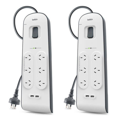 2x 2.4 A USB Charging 6-outlet Surge Protection Strip