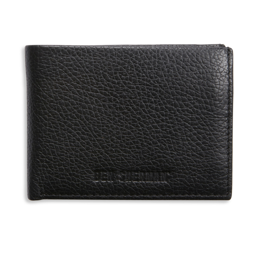 Ben Sherman 10.5cm Men's Leather Slim L-Fold Wallet Cash Holder - Black/Navy